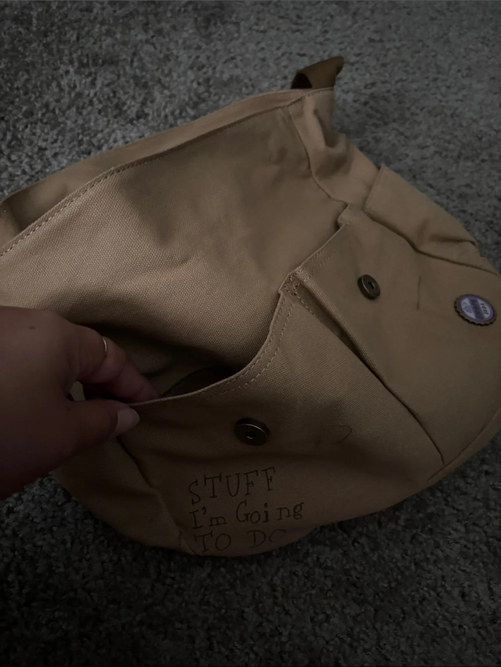 Disney UP Tan Canvas Messenger Bag with Decorative Patches